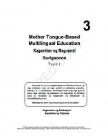 Mother Tongue-Based Multilingual Education. Kagamitan ng Mag-aaral. Surigaonon 3
 9786214020492