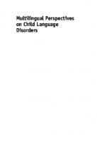 Multilingual Perspectives on Child Language Disorders
 9781783094738