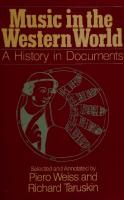 Music in the Western World: A History in Documents
 0028729005, 9780028729008