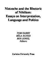 Nietzsche and the Rhetoric of Nihilism: Essays on Interpretation, Language and Politics
 9780773573567