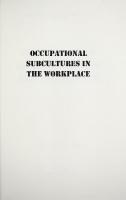 Occupational Subcultures in the Workplace
 9781501737985