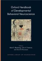 Oxford Handbook of Developmental Behavioral Neuroscience  [1 ed.]
 0195314735, 9780195314731