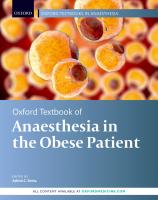 Oxford Textbook of Anaesthesia for the Obese Patient (Oxford Textbooks in Anaesthesia)
 9780198757146, 019875714X