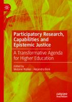 Participatory Research, Capabilities and Epistemic Justice: A Transformative Agenda for Higher Education [1st ed.]
 9783030561963, 9783030561970