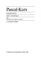 Pascal-Kurs - technisch orientiert: Band 2: Anwendungen [2., verbesserte Auflage. Reprint 2018]
 9783486788327, 9783486232790