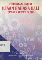 Pedoman Umum Ejaan Bahasa Bali dengan Huruf Latin