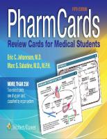 PharmCards: Review Cards for Medical Students [5th Edition]
 1496384288, 9781496384287, 9781496384300
