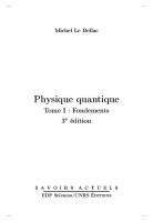 Physique quantique: Fondements (Tome 1)
 9782759810406