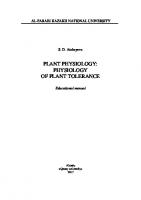 Plant physiology: physiology of plant tolerance: educational manual
 9786010428805