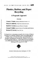 Plastics, Rubber, and Paper Recycling. A Pragmatic Approach
 9780841233256, 9780841215405