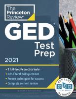 Princeton Review GED Test Prep, 2021: Practice Tests + Review & Techniques + Online Features (College Test Prep)
 0525569391, 9780525569398