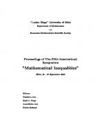 Proceedings of the fifth International symposium "Mathematical inequalities" : Sibiu, 25-27 September 2008
 9789737397409, 9737397401
