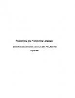 Programming and Programming Languages
