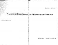 Programs and Manifestoes on 20th-century Architecture