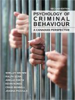 Psychology of Criminal Behaviour - A Canadian Perspective - 2nd Edition [2nd Canadian Edition]
 9780132980050