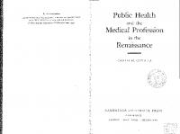 Public Health & The Medical Profession In The Renaissance
 9780521209595