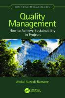 Quality Management: How to Achieve Sustainability in Projects (Quality Management and Risk Series) [1 ed.]
 1032454385, 9781032454382
