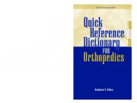 Quick Reference Dictionary for Orthopedics [1 ed.]
 9781617119187, 9781556429897