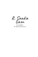 R. Saadia Gaon: A Leader of Generations
 9798887192659