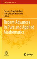 Recent advances in pure and applied mathematics
 9783030413200, 9783030413217