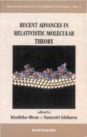 Recent Advances In Relativistic Molecular Theory
 9789812794901, 9789812387097