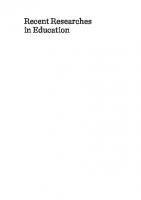 Recent Researches in Education [1 ed.]
 9781527514829, 9781527513037