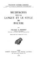 Recherches sur la langue et le style de Polybe