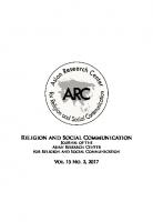 Religion and Social Communication 
Religion and Social Communication [15(2)]