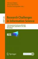 Research Challenges in Information Science: 14th International Conference, RCIS 2020, Limassol, Cyprus, September 23–25, 2020, Proceedings [1st ed.]
 9783030503154, 9783030503161