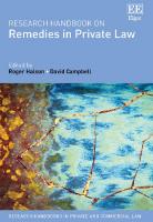 Research Handbook on Remedies in Private Law
 1786431262, 9781786431264