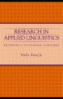 Research in Applied Linguistics: Becoming a Discerning Consumer
 0805846840, 9780805846843