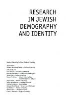 Research in Jewish Demography and Identity
 9781618114402