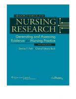 Resource Manual to Accompany Nursing Research: Generating and Assessing Evidence for Nursing Practice [9° ed.]
 1605477826, 9781605477824