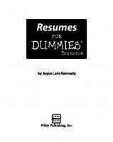 Resumes For Dummies
 9786468600, 3175723993, 9780470080375, 047008037X