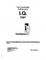 Self Scoring IQ Test [Paperback ed.]
 1882330137, 9781882330133
