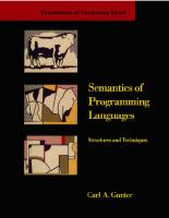 Semantics of Programming Languages: Structures and Techniques (Foundations of Computing)
 0262071436, 9780262071437