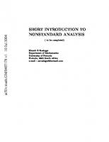 Short Introduction To Nonstandard Analysis