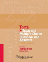 Siegel's Torts: Essay and Multiple-Choice Questions and Answers [5 ed.]
 9781454819936