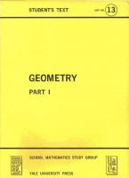 SMSG (School Mathematics Study Group) Geometry: Student’s Text, Part I