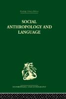 Social Anthropology and Language
 9781136539411, 9780415330268