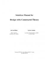 Solutions Manual for Design with Constructal Theory
 9780471998167, 9780470432709
