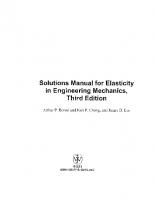Solutions Manual for Elasticity in Engineering Mechanics [3 ed.]