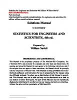 Statistics for Engineers and Scientists Solutions Manual [4th ed.]
 978-0-07-340133-1