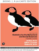 Statistics for the Behavioral and Social Sciences: A Brief Course, Books a la Carte [6 ed.]
 0205989063, 9780205989065