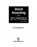 Stock investing for dummies [2nd ed]
 9780764599033, 0764599038