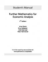 (Student’s Manual) Further Mathematics for Economic Analysis [2 ed.]