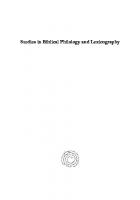 Studies in Biblical Philology and Lexicography
 9781463240363