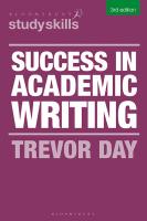 Success in Academic Writing (Bloomsbury Study Skills) [3 ed.]
 1350352853, 9781350352858