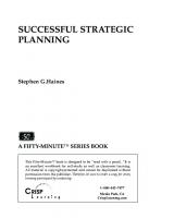 Successful Strategic Planning
 9781560522515