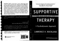 Supportive psychotherapy a psychodynamic approach